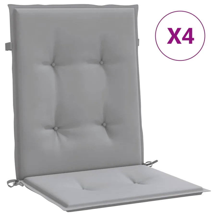 Coussins de chaise de jardin à dossier bas lot de 4 gris - 2
