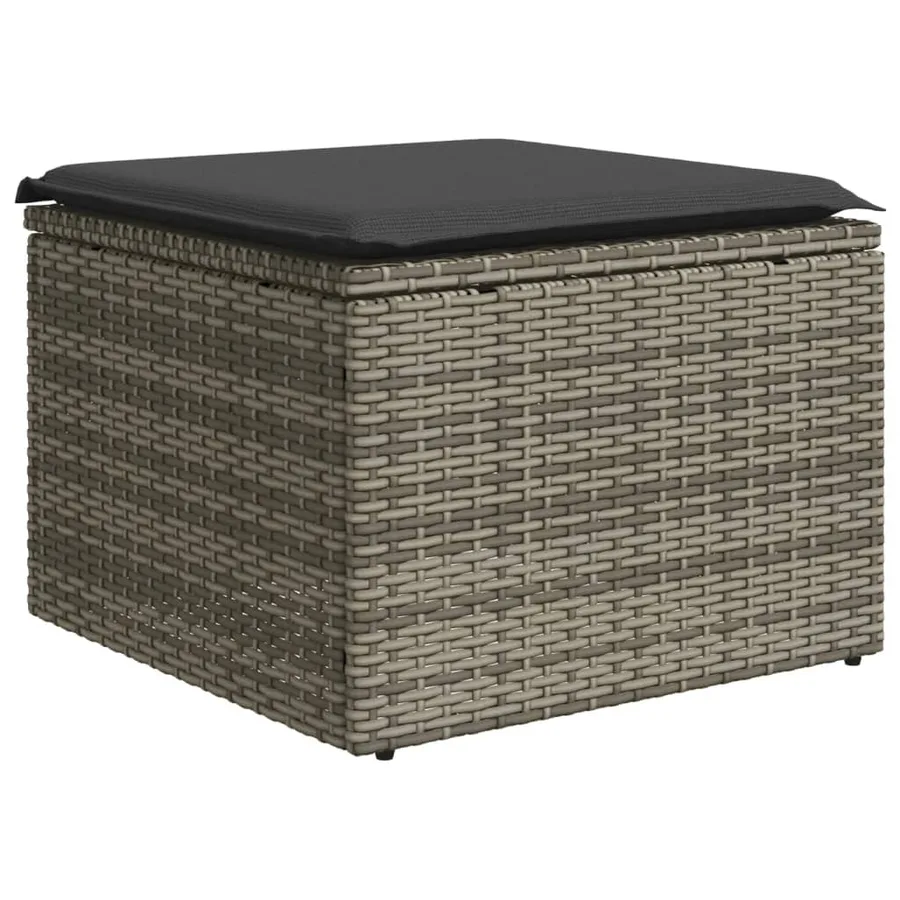 Salon de jardin avec coussins 7 pcs gris résine tressée - 7