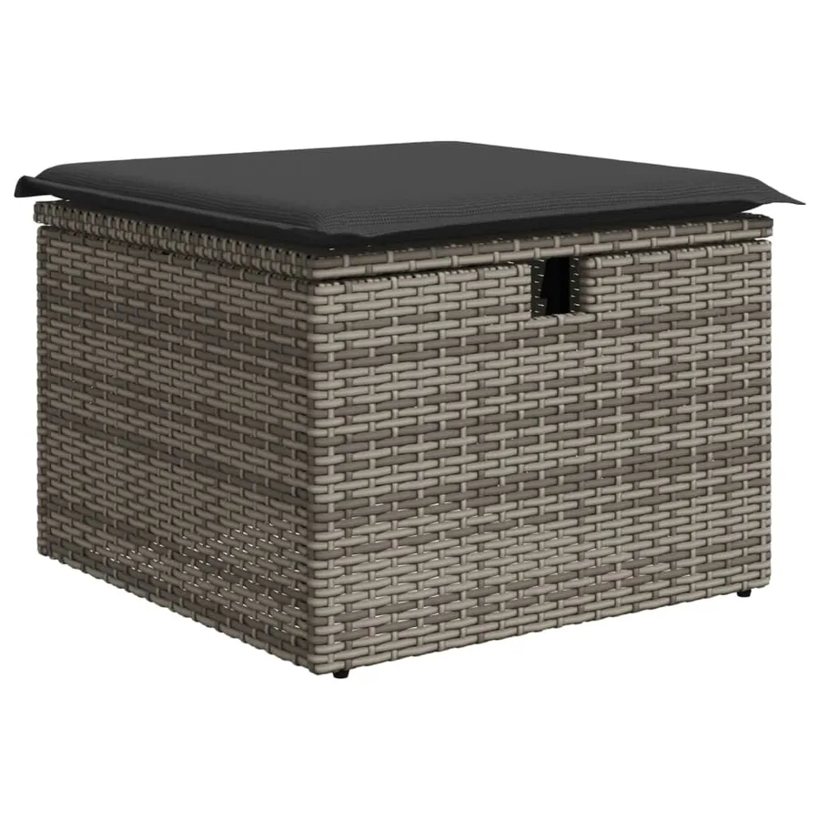 Salon de jardin 8 pcs avec coussins gris résine tressée - 5
