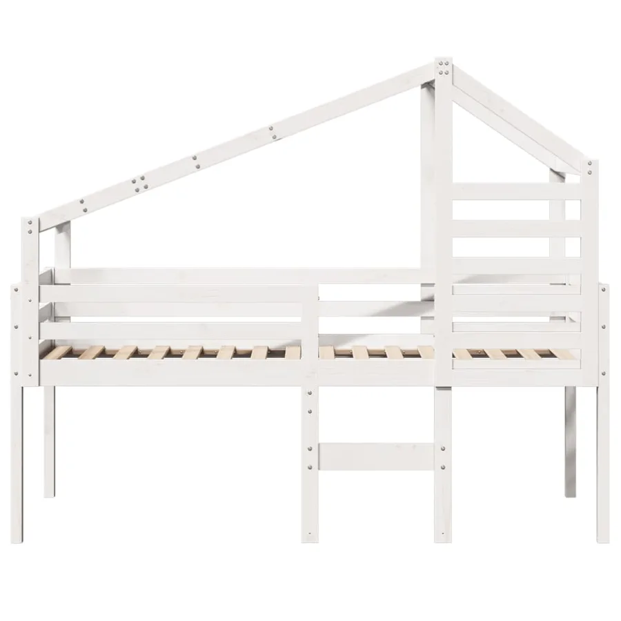 Lit haut sans matelas blanc 75x190 cm bois de pin massif - 4