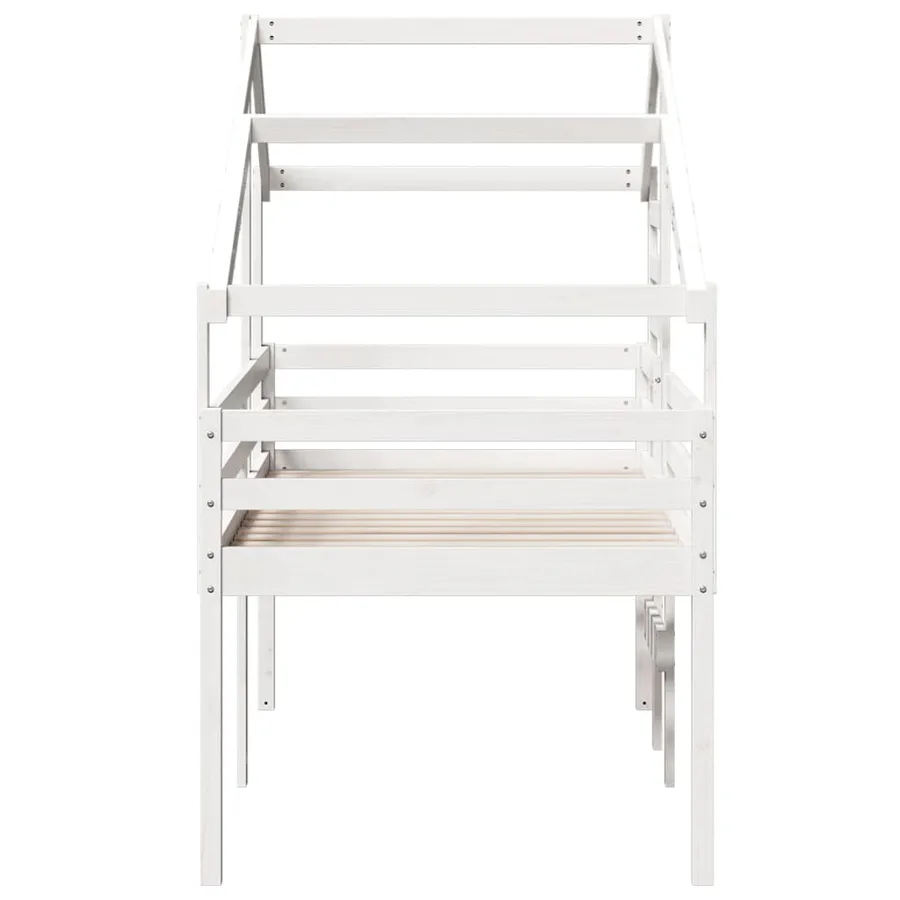 Lit haut sans matelas blanc 75x190 cm bois de pin massif - 5