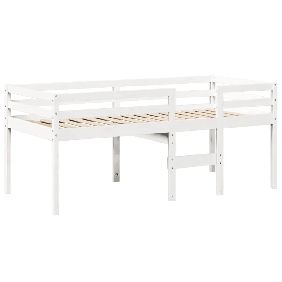 Lit haut sans matelas blanc 75x190 cm bois de pin massif - 7
