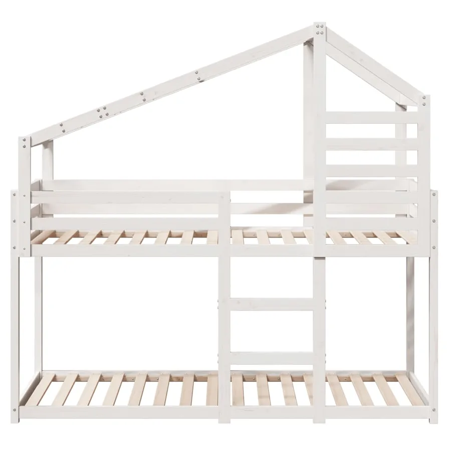 Lit superposé sans matelas blanc 90x190 cm bois de pin massif - 4
