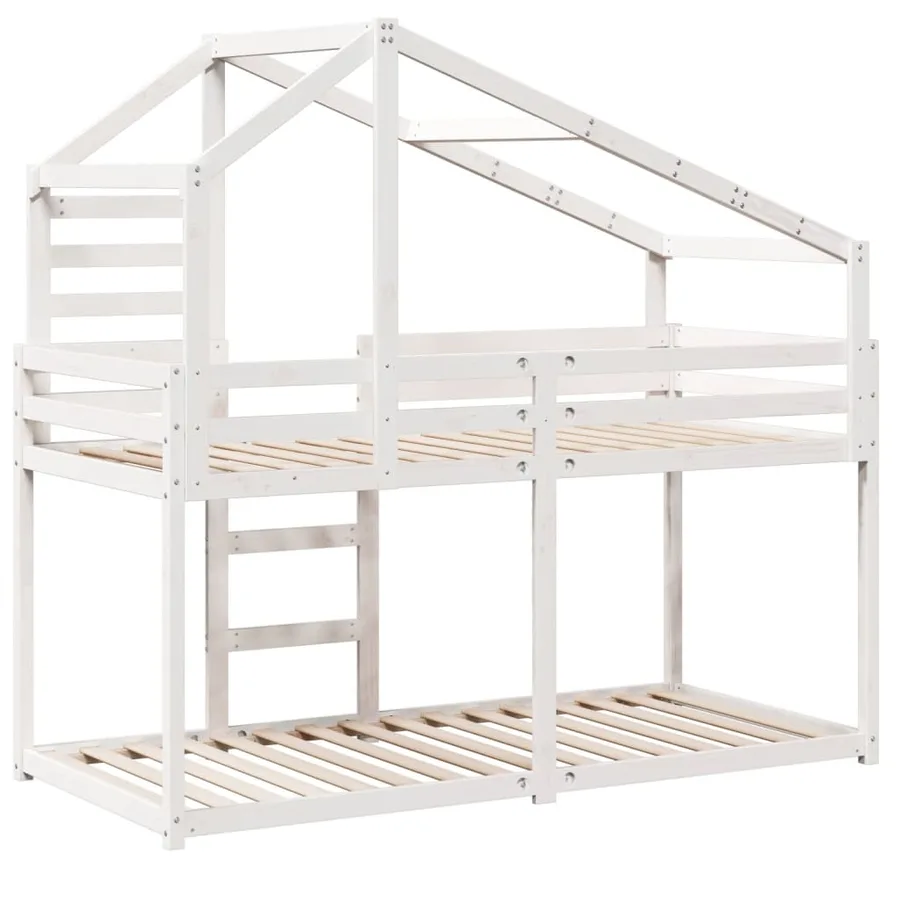 Lit superposé sans matelas blanc 90x190 cm bois de pin massif - 6