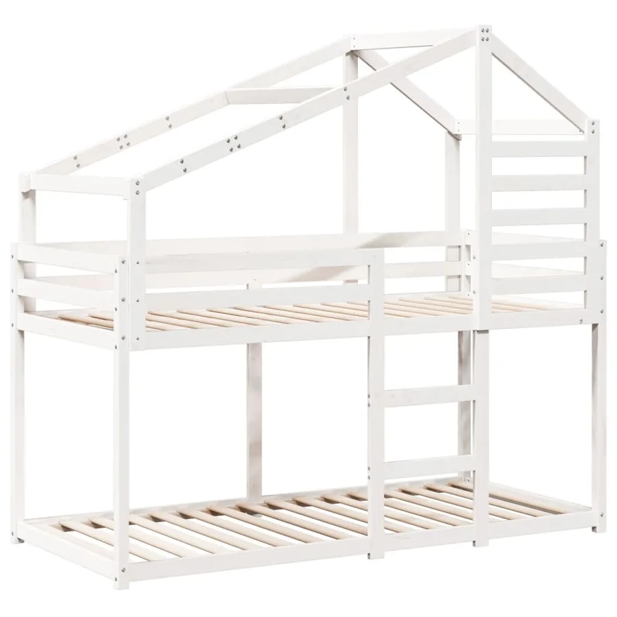 Lit superposé sans matelas blanc 90x190 cm bois de pin massif - 3