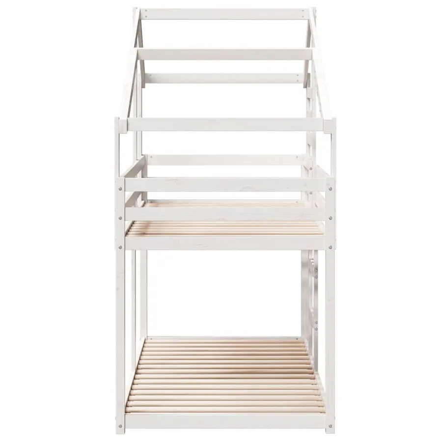 Lit superposé sans matelas blanc 90x190 cm bois de pin massif - 5