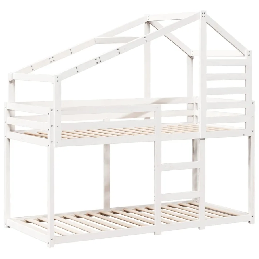 Lit superposé sans matelas blanc 80x200 cm bois de pin massif - 3