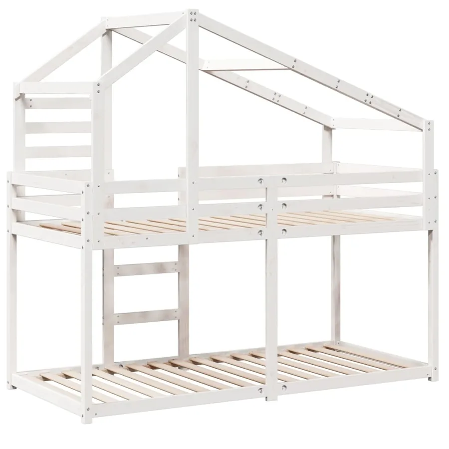 Lit superposé sans matelas blanc 80x200 cm bois de pin massif - 6