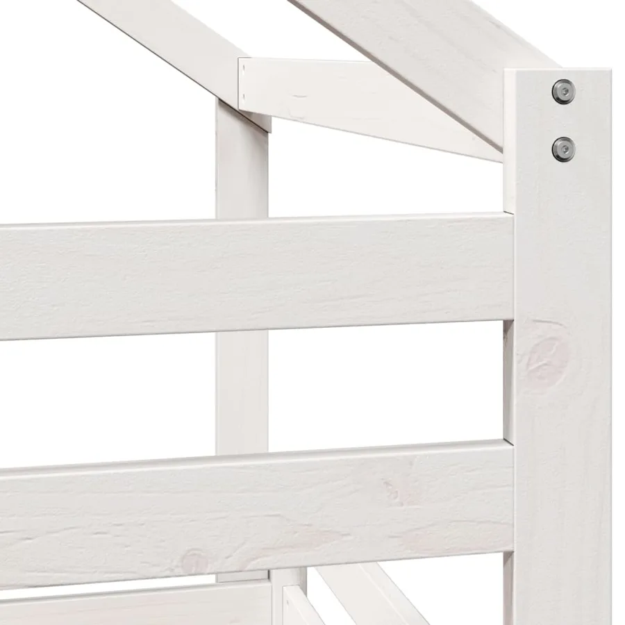 Lit superposé sans matelas blanc 80x200 cm bois de pin massif - 9