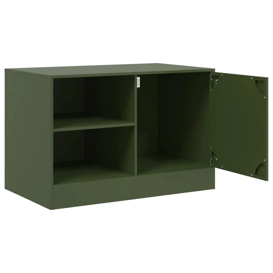 Meuble TV vert olive 67x39x44 cm acier - 7