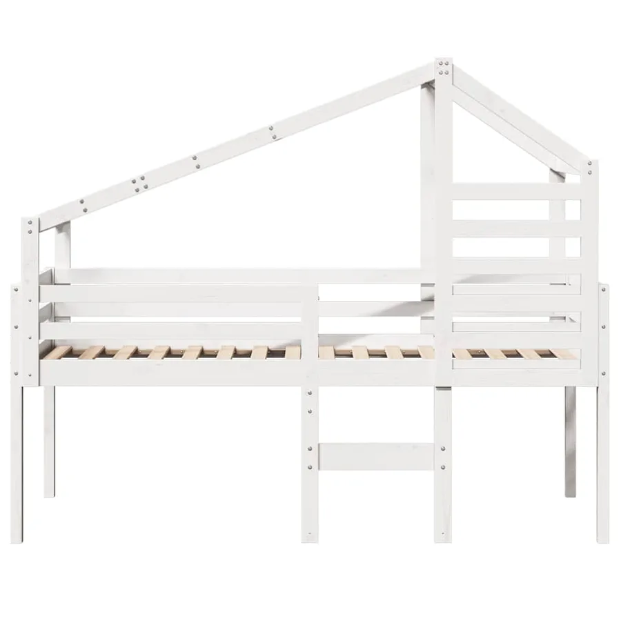 Lit haut sans matelas blanc 90x200 cm bois de pin massif - 4