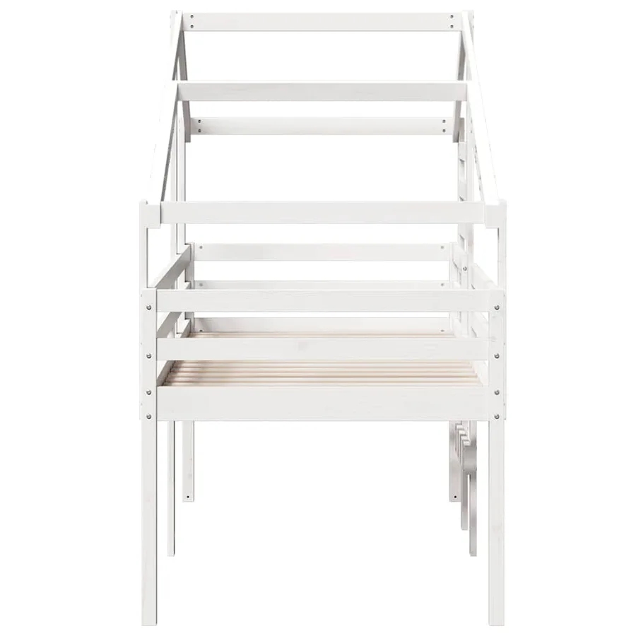 Lit haut sans matelas blanc 90x200 cm bois de pin massif - 5
