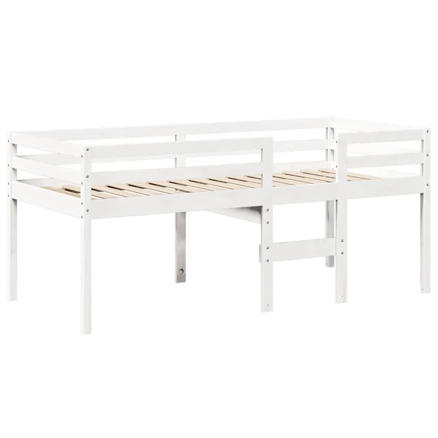 Lit haut sans matelas blanc 90x200 cm bois de pin massif - 7