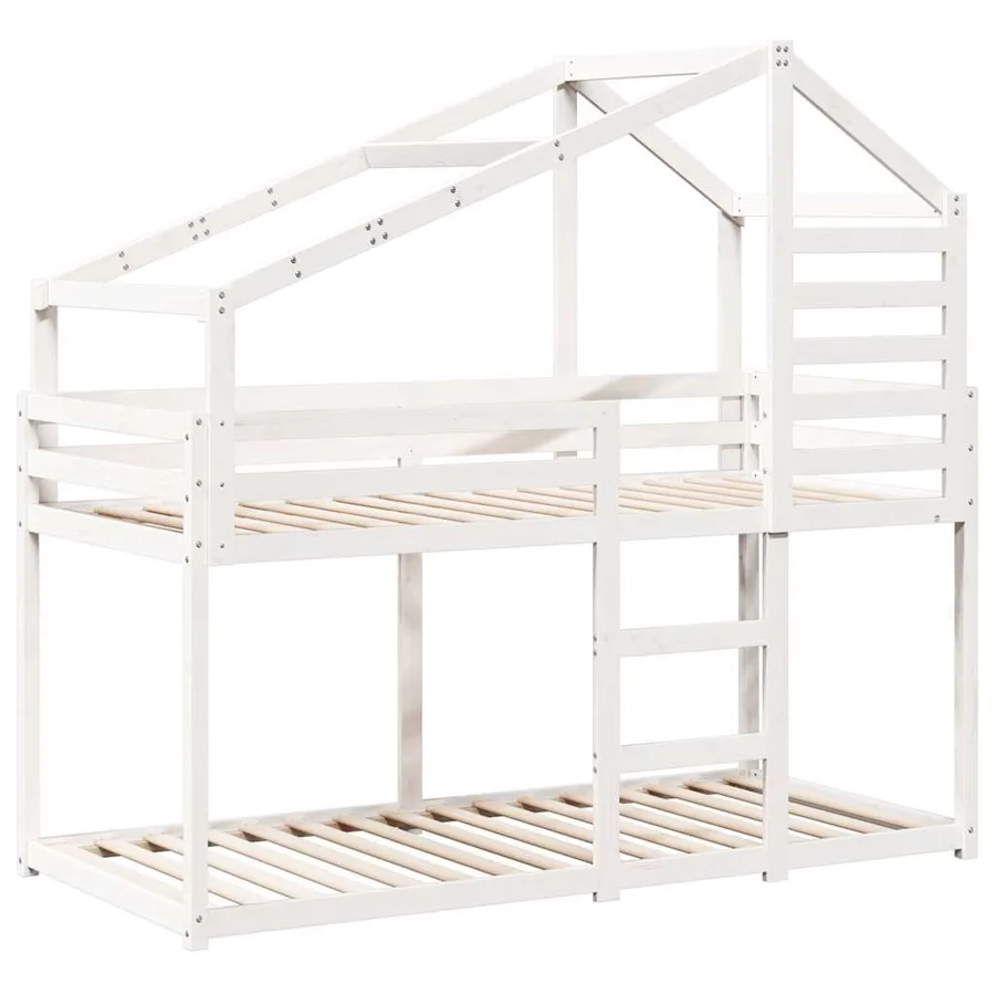 Lit superposé sans matelas blanc 90x200 cm bois de pin massif - 3