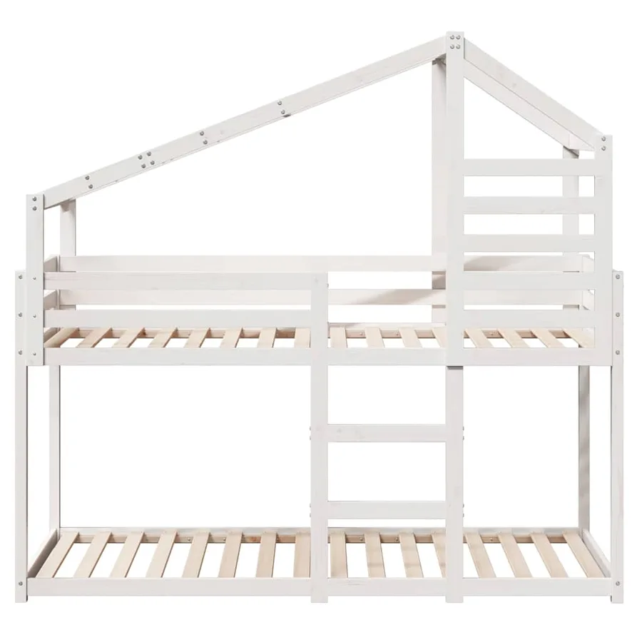 Lit superposé sans matelas blanc 90x200 cm bois de pin massif - 4