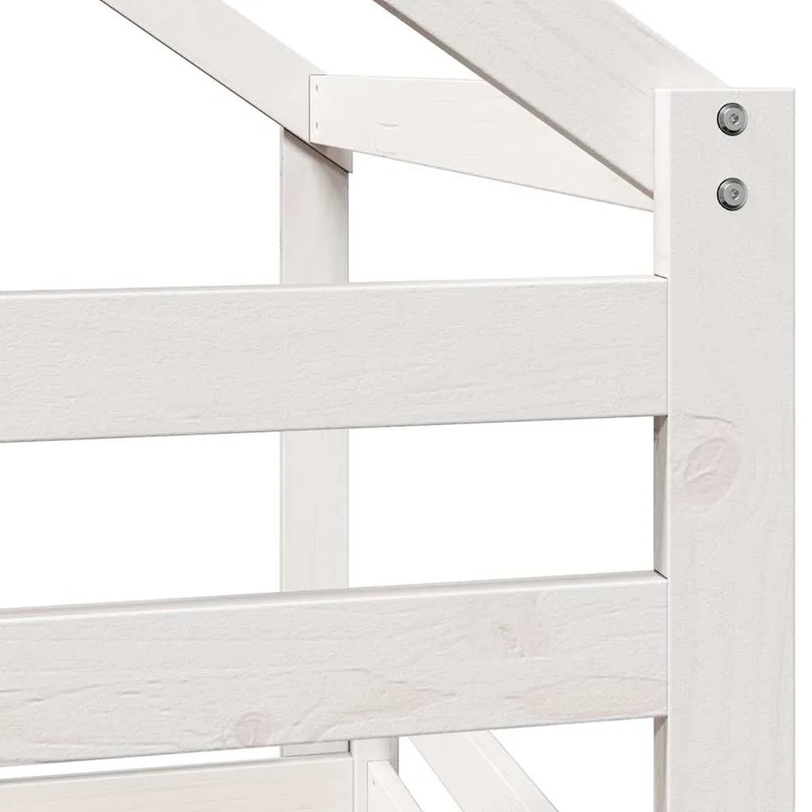 Lit superposé sans matelas blanc 90x200 cm bois de pin massif - 9