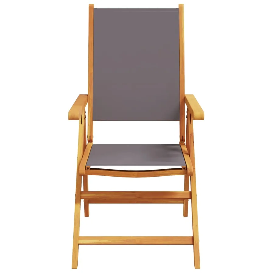 Chaises inclinables de jardin lot de 8 tissu et bois massif - 4