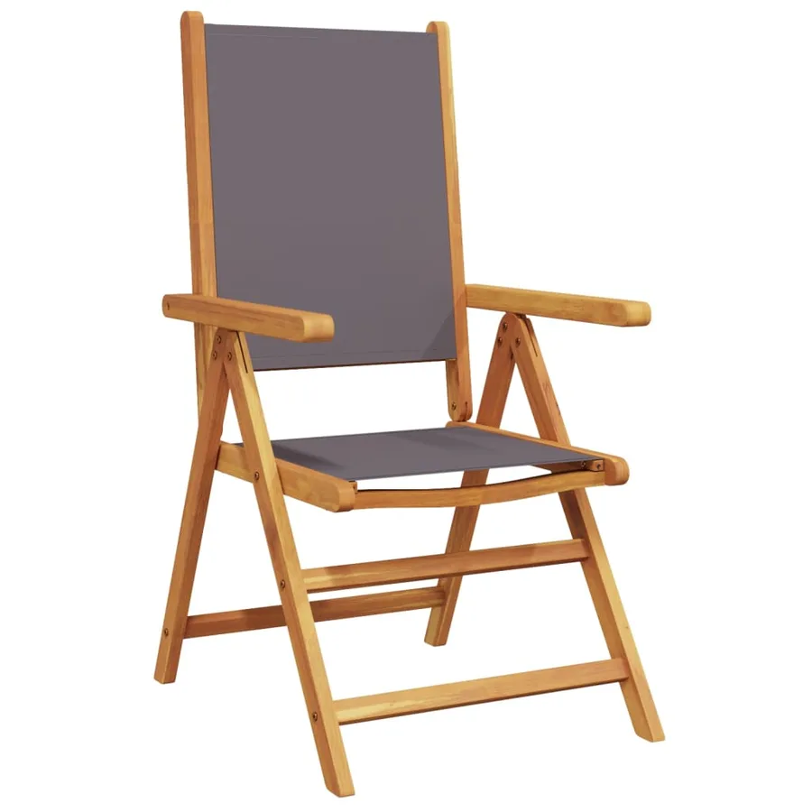 Chaises inclinables de jardin lot de 4 tissu et bois massif - 3
