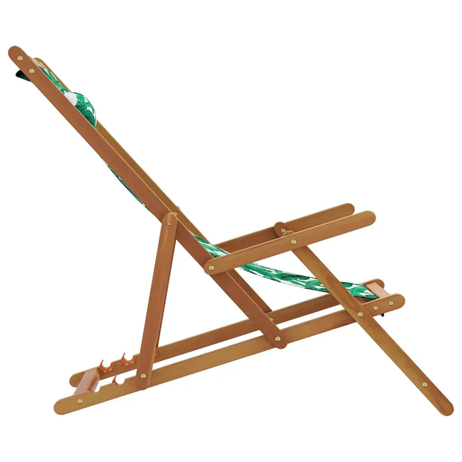 Chaise pliable plage motif de feuilles bois d'eucalyptus/tissu - 5