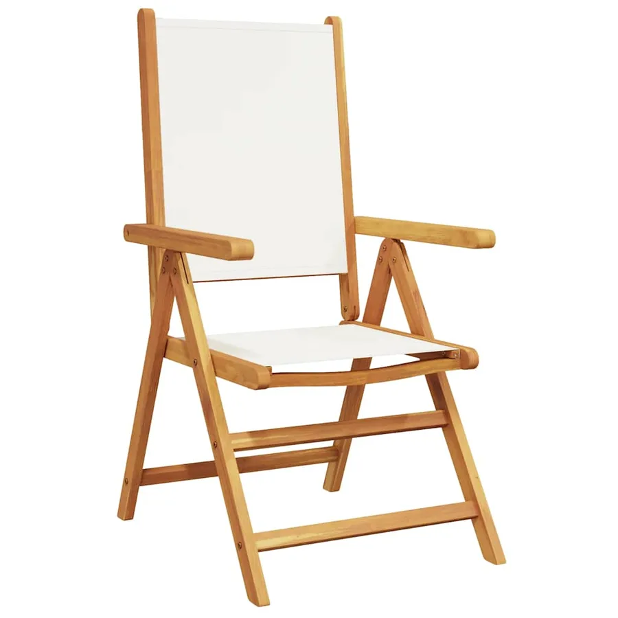 Ensemble à manger de jardin 7 pcs blanc crème tissu bois massif - 3