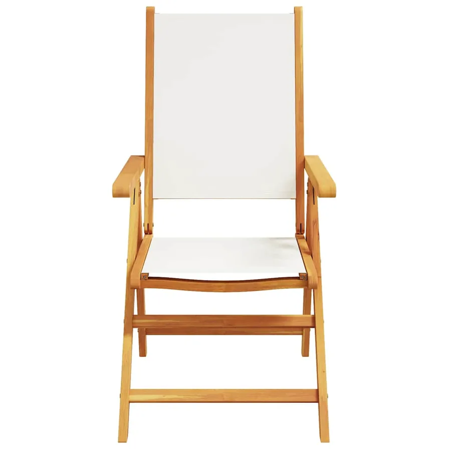 Ensemble à manger de jardin 7 pcs blanc crème tissu bois massif - 4