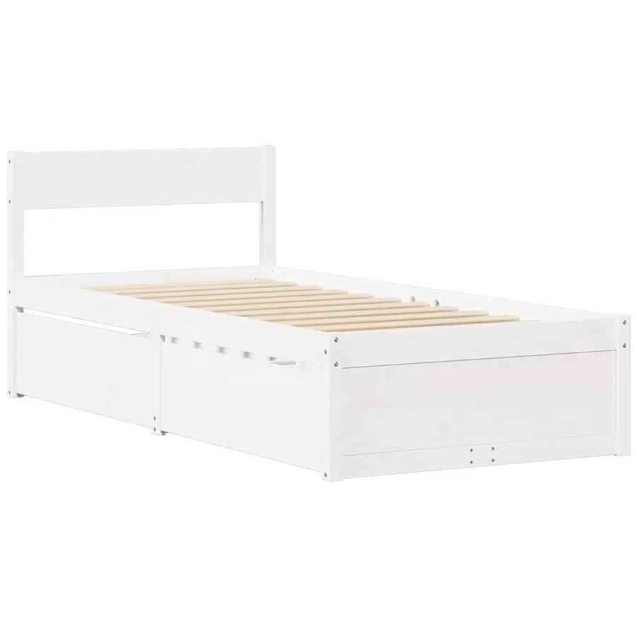 Cadre de lit sans matelas blanc 75x190 cm bois de pin massif - 3