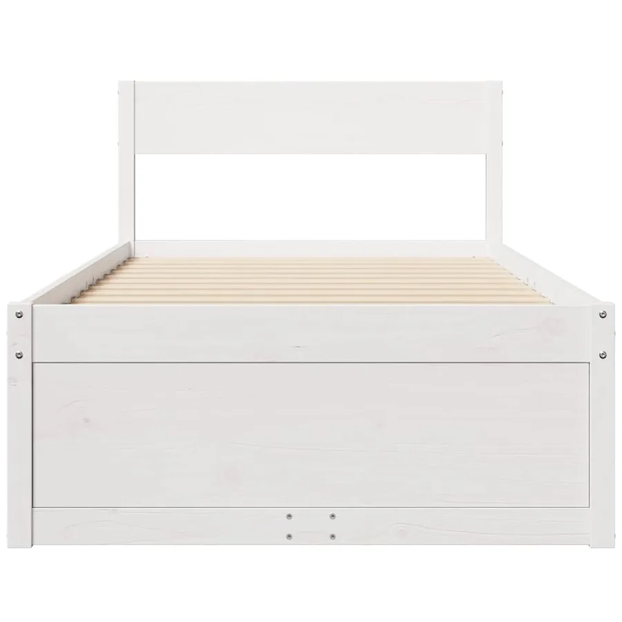 Cadre de lit sans matelas blanc 75x190 cm bois de pin massif - 4
