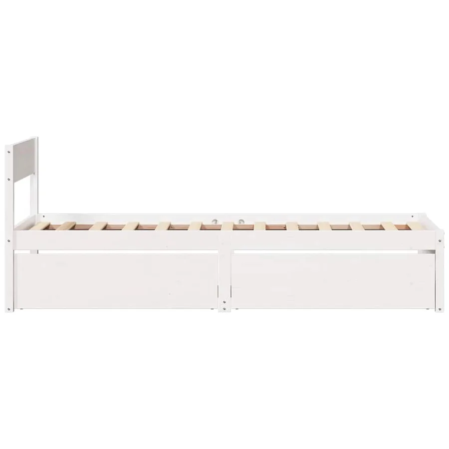 Cadre de lit sans matelas blanc 75x190 cm bois de pin massif - 5