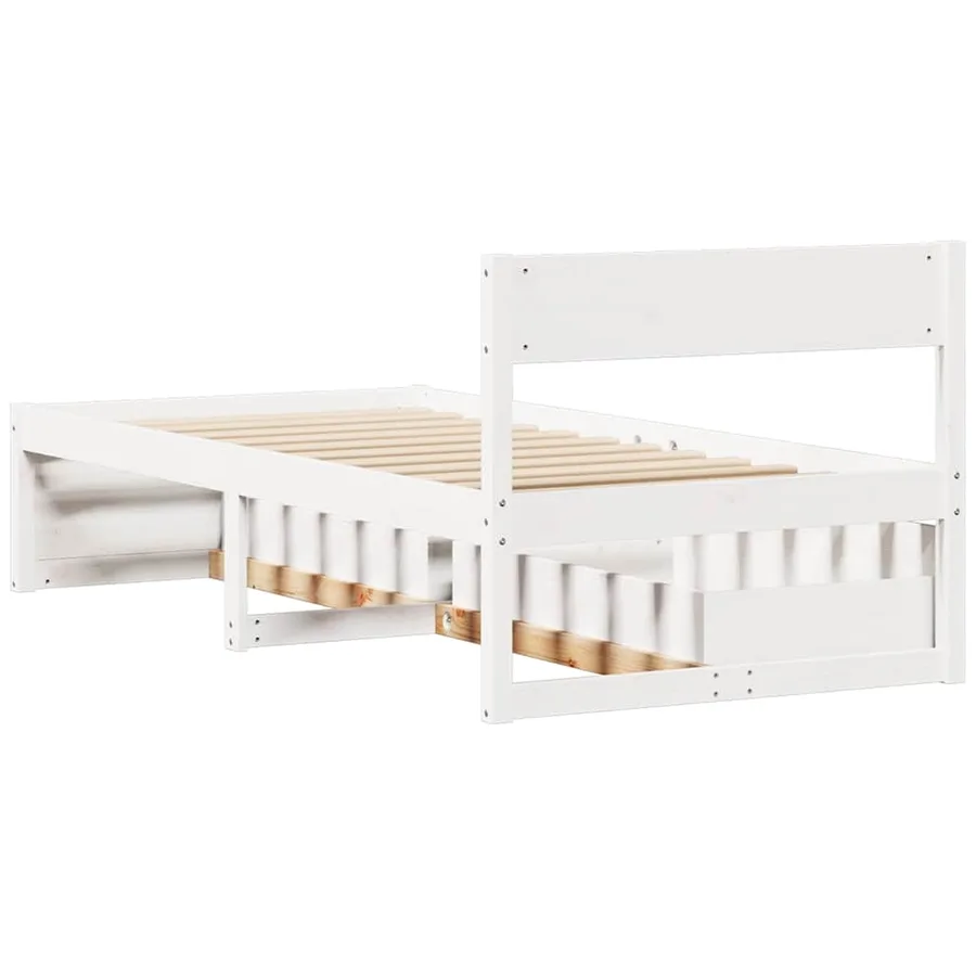 Cadre de lit sans matelas blanc 75x190 cm bois de pin massif - 6