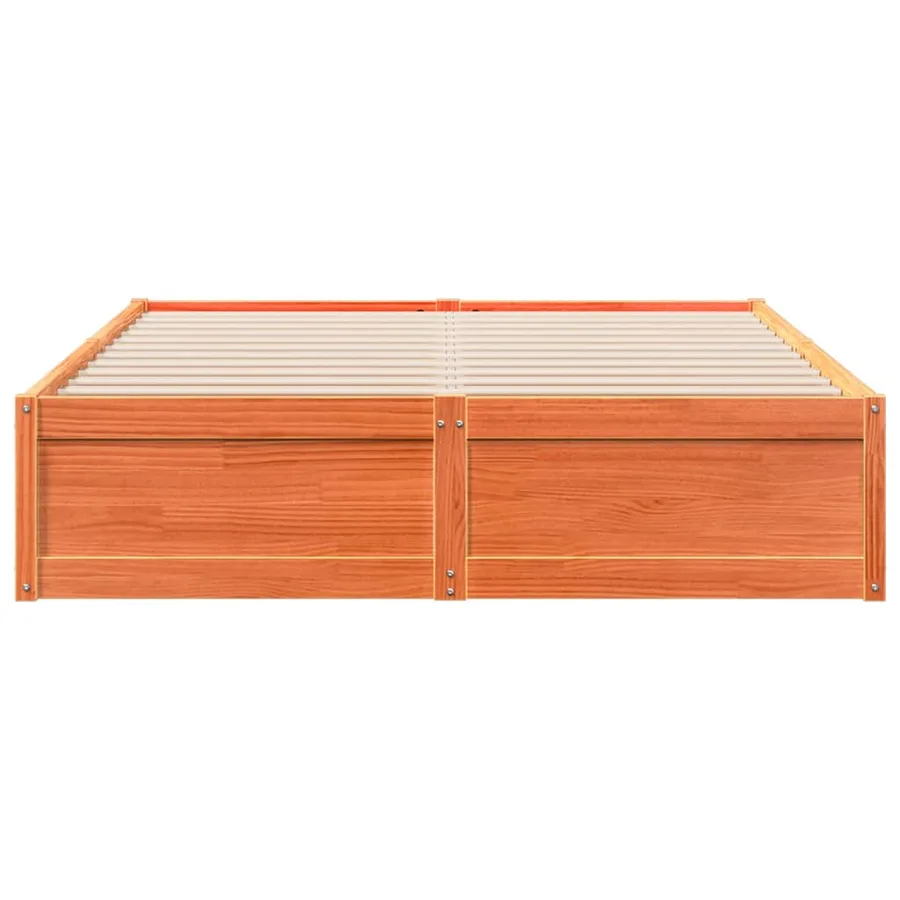 Cadre de lit sans matelas cire marron 160x200cm bois pin massif - 4