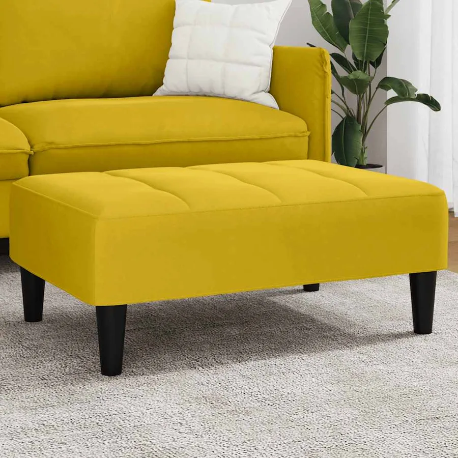 Repose-pied jaune 77x55x31 cm velours - 3