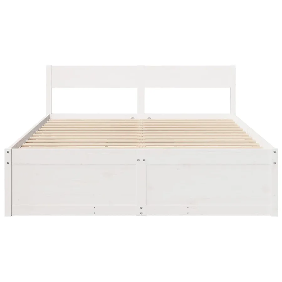 Cadre de lit sans matelas blanc 150x200 cm bois de pin massif - 4