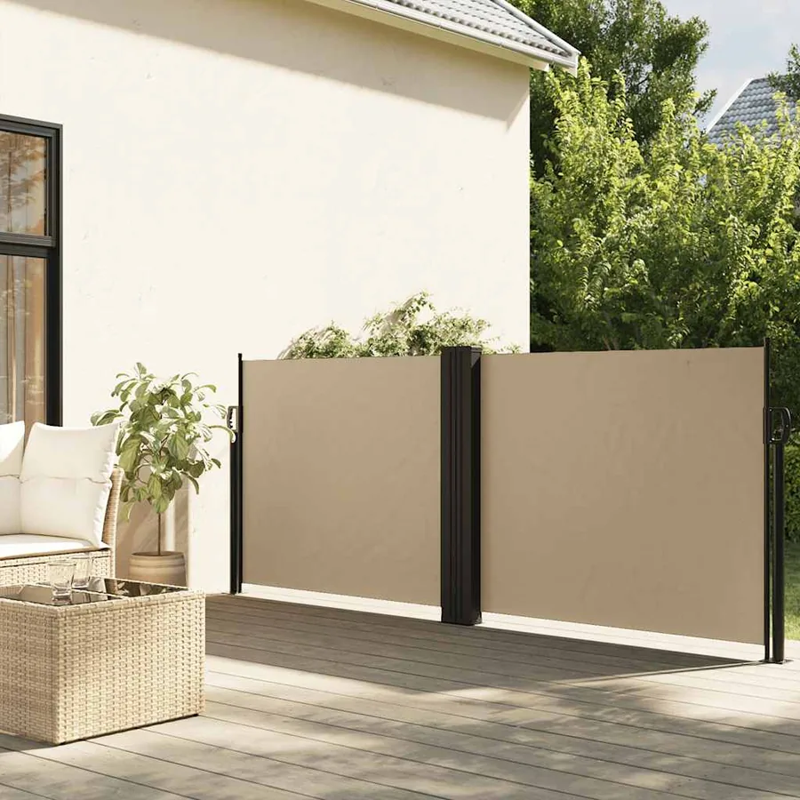 Auvent latéral rétractable beige 100x600 cm