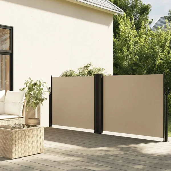 Auvent latéral rétractable beige 100x600 cm