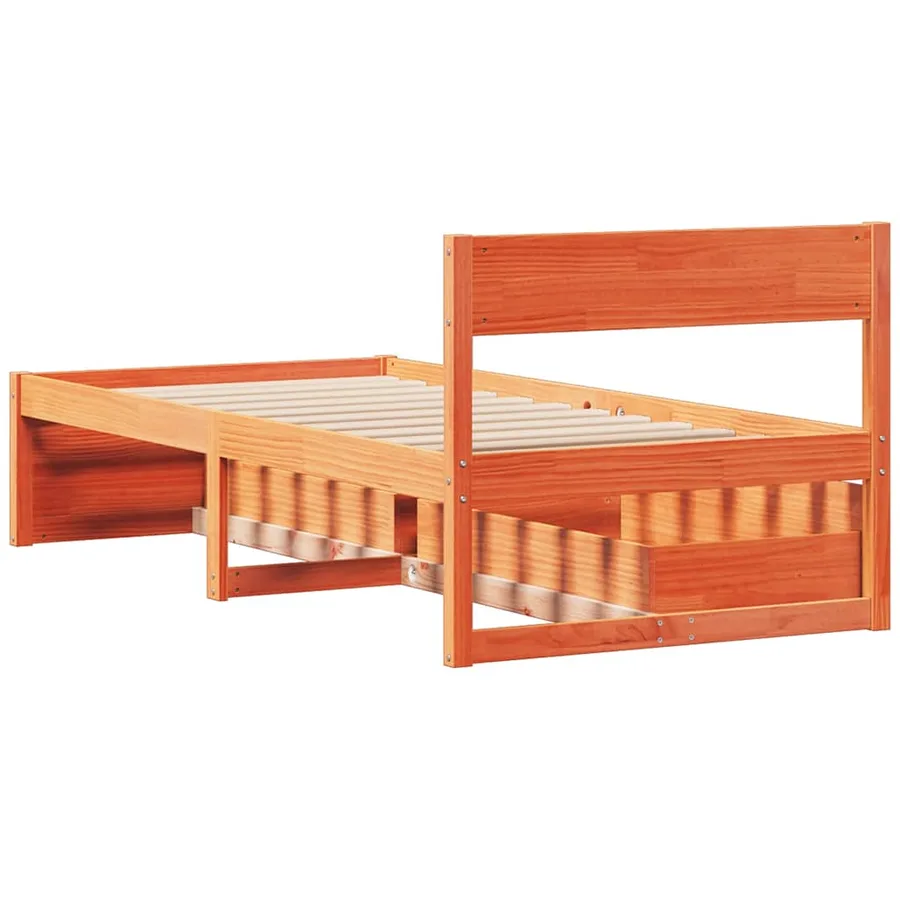 Cadre de lit sans matelas cire marron 100x200cm bois pin massif - 6