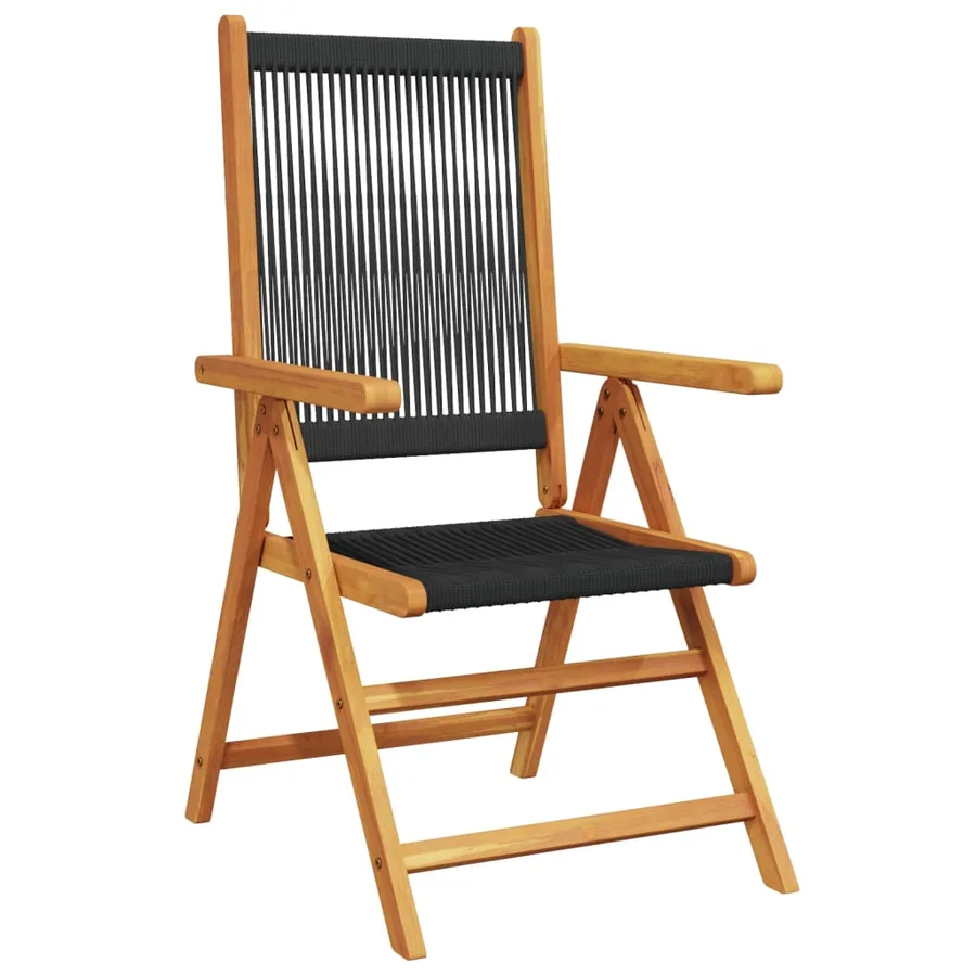 Chaises inclinables de jardin lot de 4 noir bois massif acacia - 3