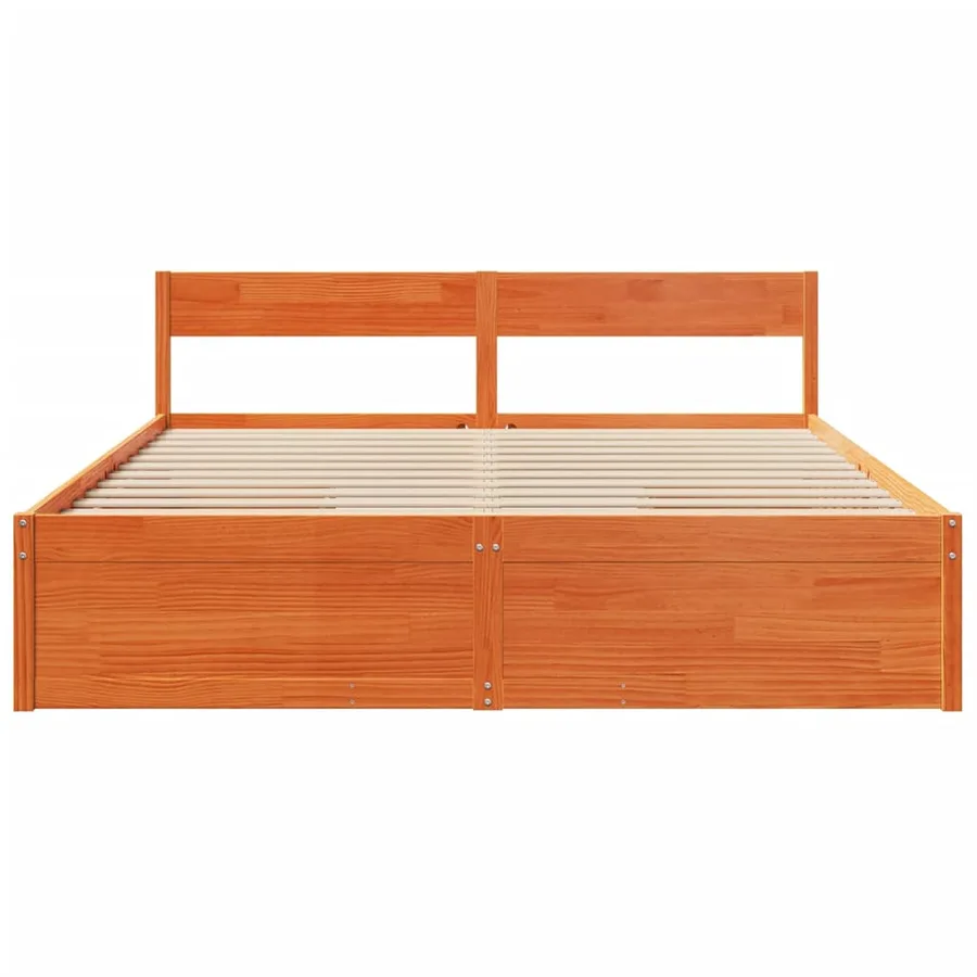 Cadre de lit sans matelas cire marron 200x200cm bois pin massif - 4