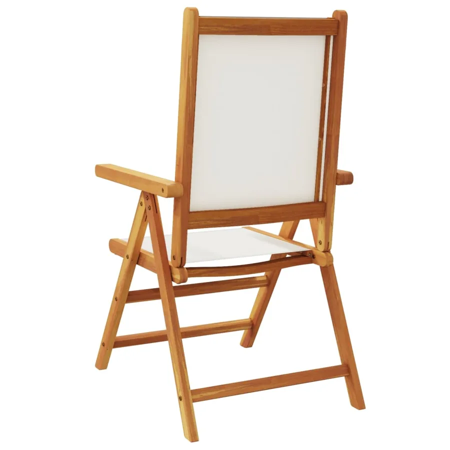 Chaises de jardin lot de 2 blanc crème bois acacia massif tissu - 7