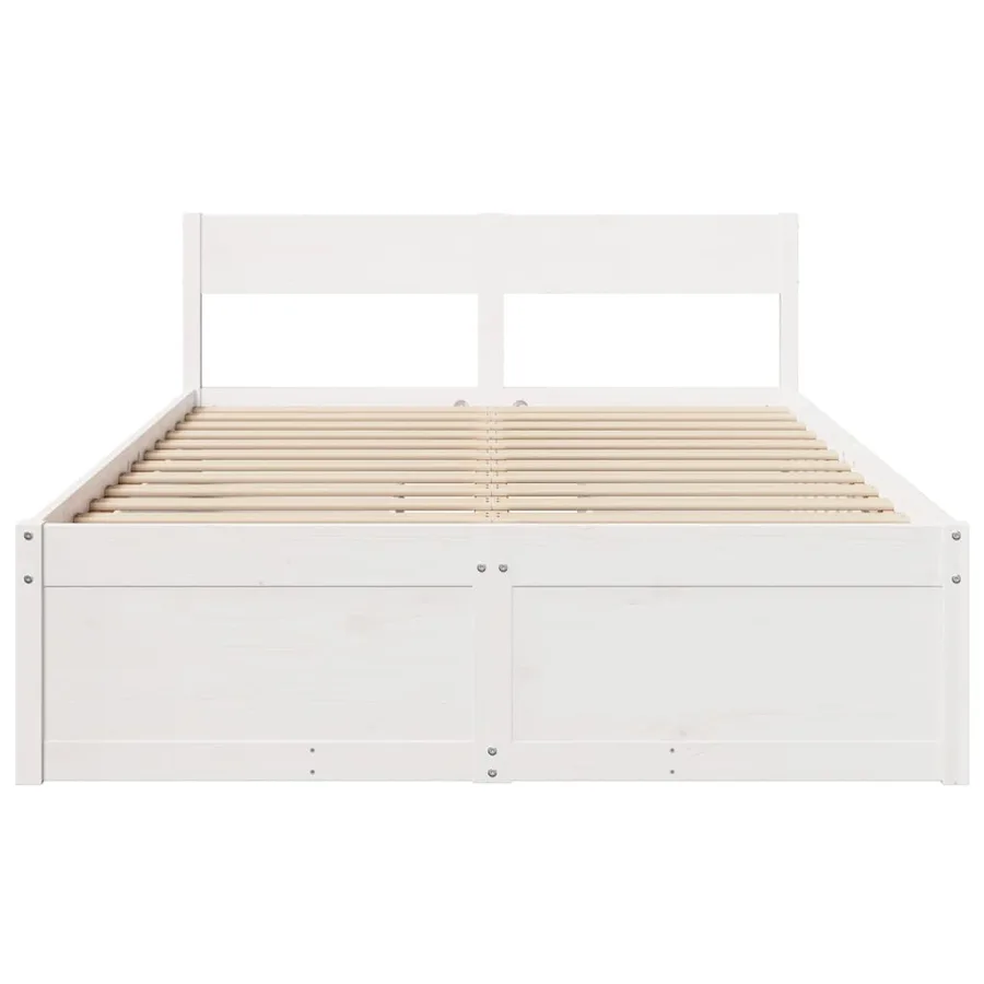 Cadre de lit sans matelas blanc 120x200 cm bois de pin massif - 4