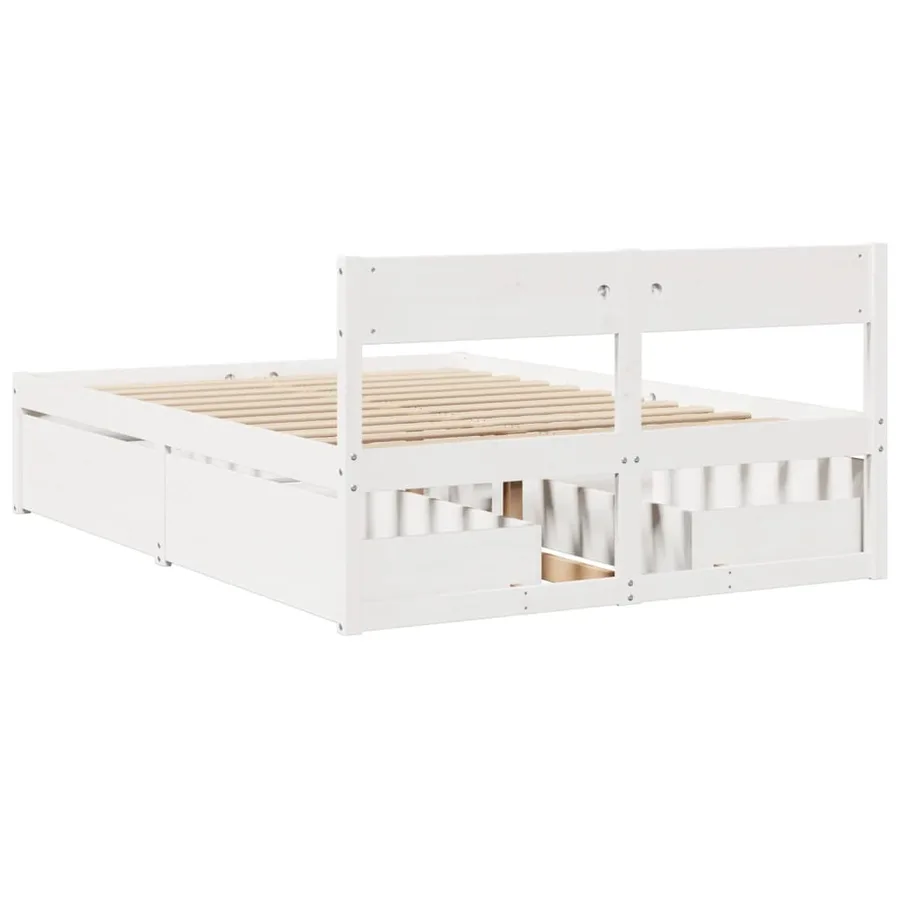 Cadre de lit sans matelas blanc 120x200 cm bois de pin massif - 6