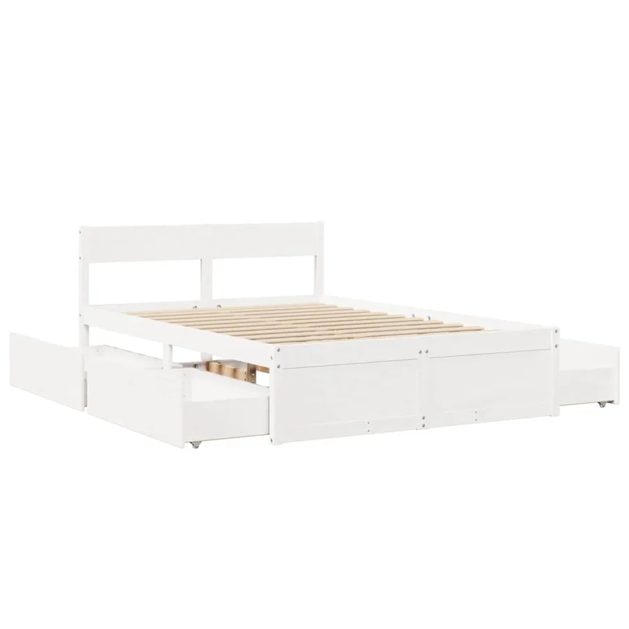 Cadre de lit sans matelas blanc 120x200 cm bois de pin massif - 7