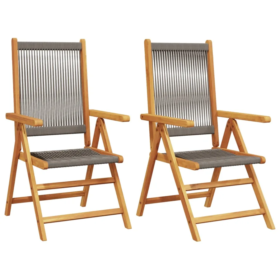 Chaises de jardin lot de 2 gris bois d'acacia et polypropylène - 2