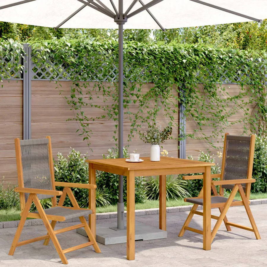 Chaises de jardin lot de 2 gris bois d'acacia et polypropylène - 3