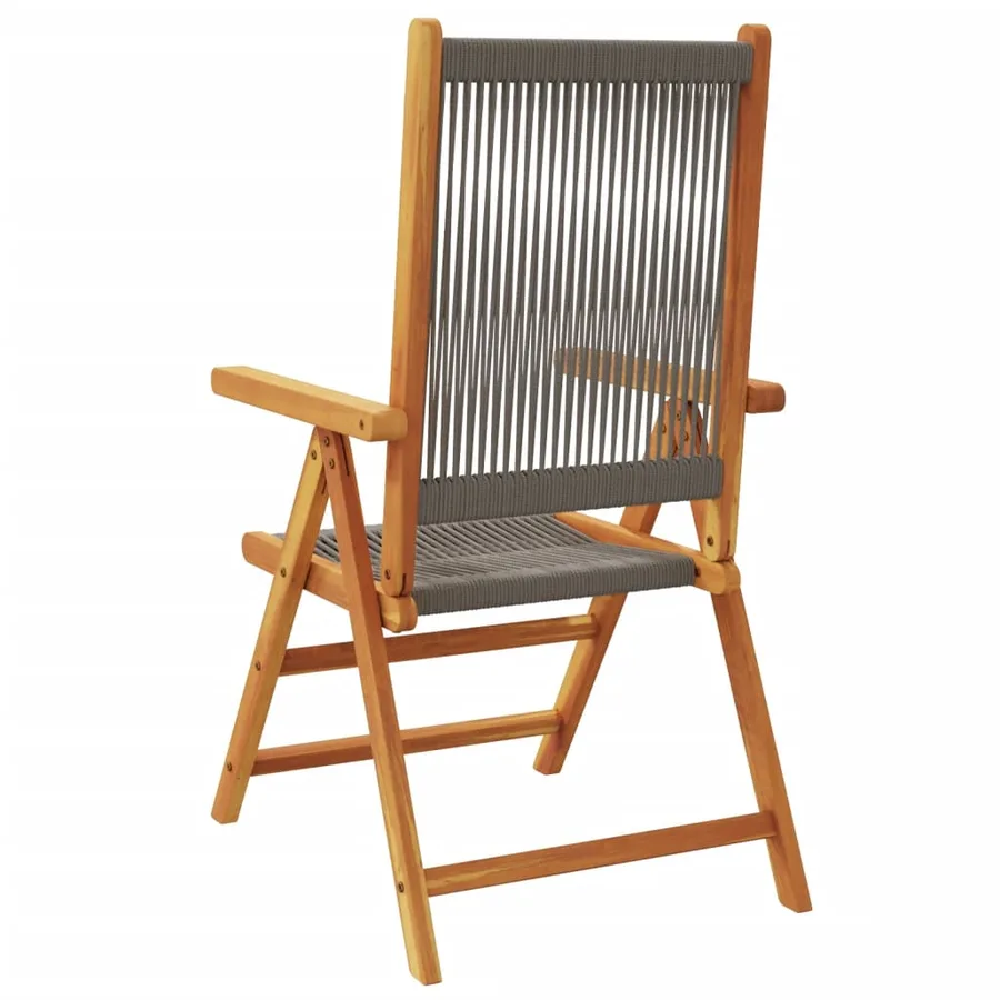 Chaises de jardin lot de 2 gris bois d'acacia et polypropylène - 7