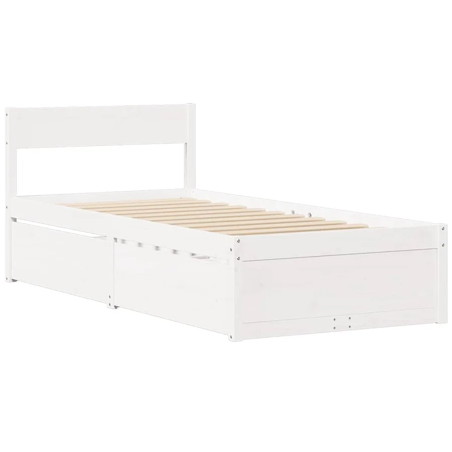 Cadre de lit sans matelas blanc 90x200 cm bois de pin massif - 3
