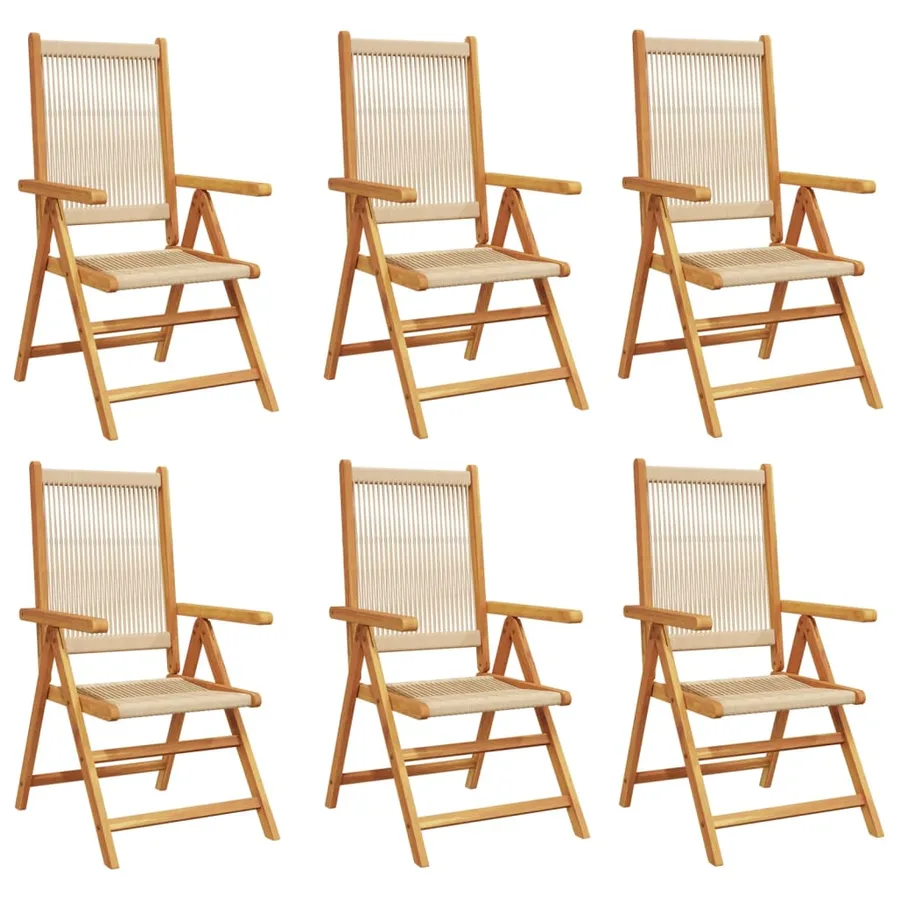 Chaises inclinables de jardin lot de 6 beige bois massif acacia - 2