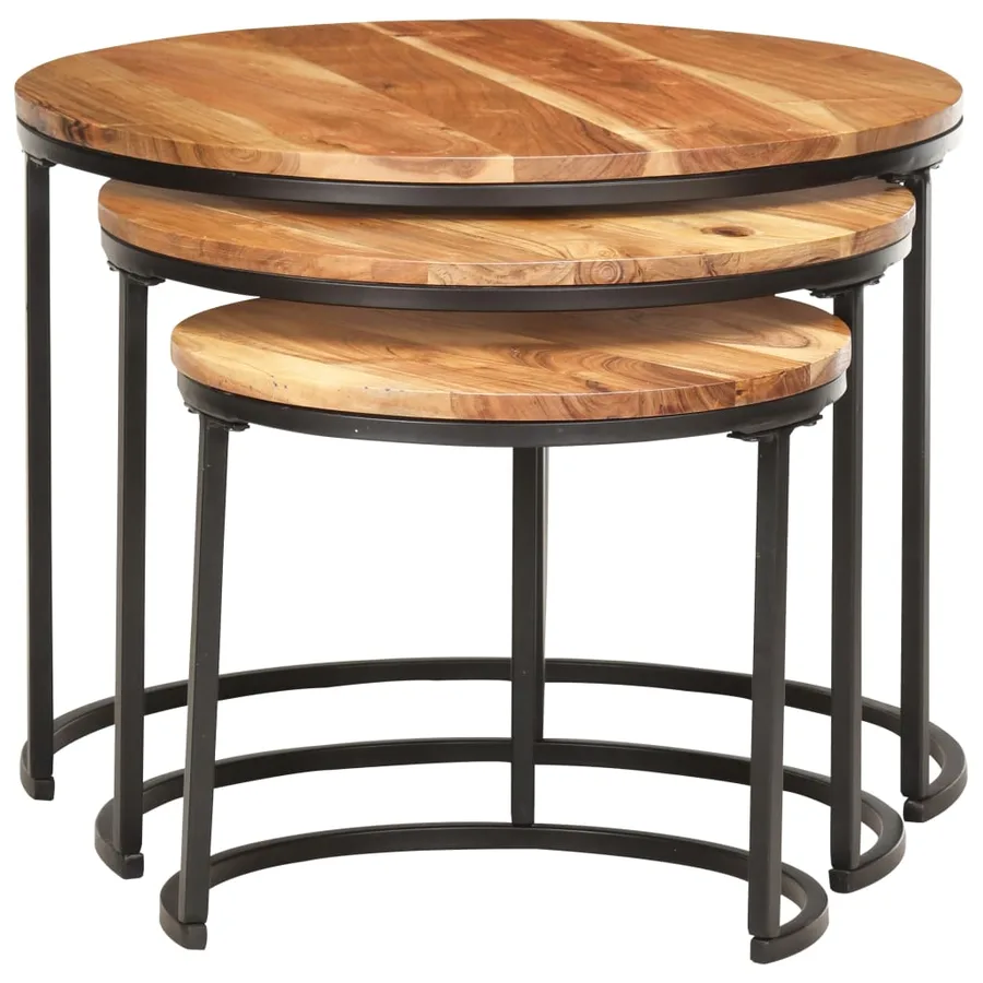 Tables gigognes 3 pcs Bois d'acacia massif - 2