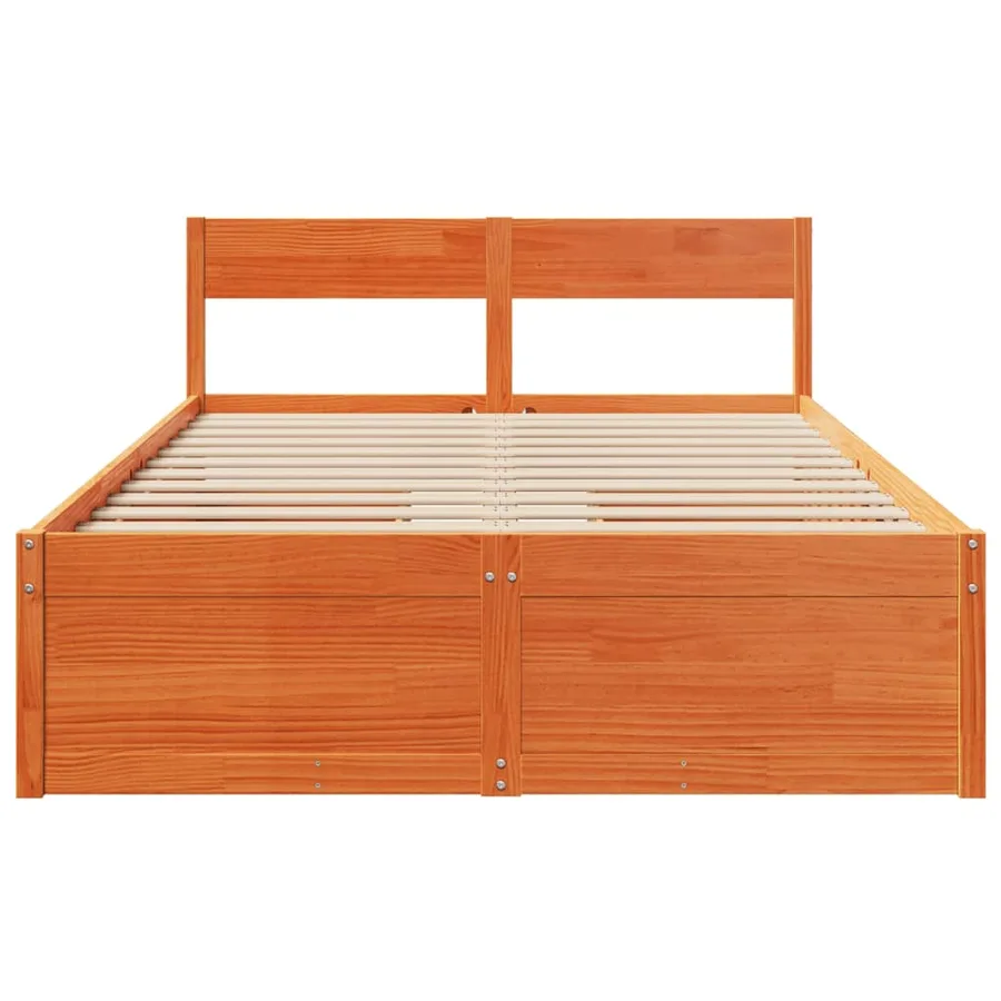 Cadre de lit sans matelas cire marron 135x190cm bois pin massif - 4