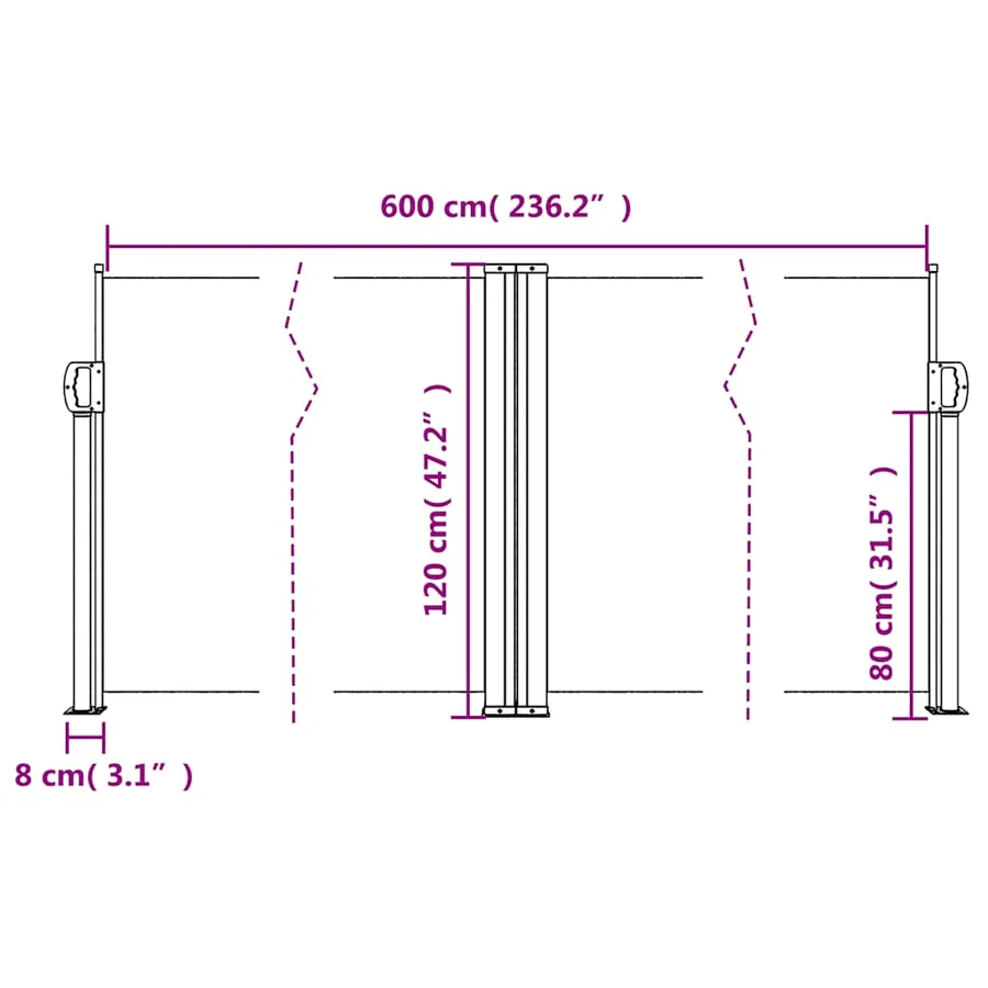 Auvent latéral rétractable terre cuite 120x600 cm - 10