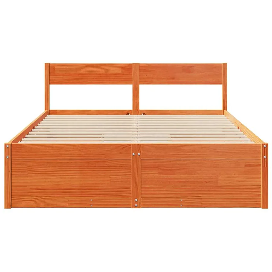 Cadre de lit sans matelas cire marron 140x200cm bois pin massif - 4